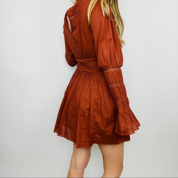 Free People rust orange long sleeve lace dress - Picture 7 of 7